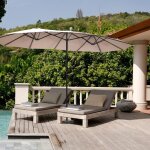 Goplus parasol de jardin double 46 m avec 12 ossatures - parasol en fer avec manivelle pour balcon / ...