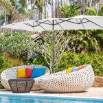 Parasol rectangulaire 430x260cm - goplus - parasol double - grand parasol de jardin ext�rieur - pied ...