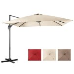 Parasol de jardin 3x3m - goplus - parasol d�port� carr� inclinable � 5 angles - rotatif � 360� - pied ...