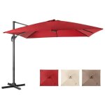 Parasol de jardin 3x3m - goplus - parasol d�port� carr� inclinable � 5 angles - rotatif � 360� - pied ...
