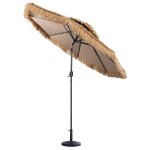 Goplus parasol en paille pe 260cm avec pied de parasoltoit inclinablestyle hawa�en tropical 8 baleinespour ...
