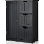 Goplus rangement salle de bain 3 tiroirs&1 armoire placard porte magn�tique anti - basculement �tag�re ...
