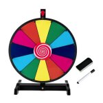 Goplus roue de fortune 38 cm 12 emplacements personnalisable roue de jeu avec stylo effa�able gomme pour ...