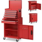 Goplus servante d?atelier avec coffre amoviblecoffre � outils roulant avec 5 tiroirs / armoire r�glablepour ...