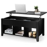 Goplus table basse relevable 105x52x48cm - plateau relevable avec espace cach� et 3 bacs ouvrables pour ...