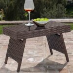 Goplus table basse en rotin tress� pliable avec cadre en m�talid�al pour salonjardin terrasse60 x 40 ...