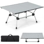 Goplus table de camping en aluminiumtable de pique - nique enroulable avec sac de transporthauteur r�glable ...
