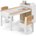 Goplus table dactivit�s et dart avec 2 chaises pour enfants - rouleau de papier - support - etag�res ...