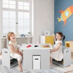 Goplus table enfant avec 2 chaises 3 ans + table dactivit�s 4 en 1 avec banc de rangementboucle de s�curit�cha ...