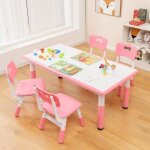 Goplus table enfant avec 4 chaises - hauteurs r�glables avec plateau � graffitis - table de dessin pour ...