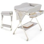 Goplus table � langer pliable pour b�b� 0 - 6 moisr�glable en hauteur avec bassin deau et roues �quip�e ...