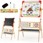 Goplus tableau enfants double face 3 - en - 1 avec tableau noir / blanc magn�tique rotatifrouleau de ...