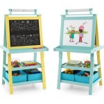 Goplus tableau enfant noir / blanc magn�tique 59x50x117cmchevalet double face avec rouleau de papier ...