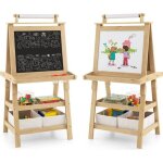 Goplus tableau enfant noir / blanc magn�tique 59x50x117cmchevalet double face avec rouleau de papier ...