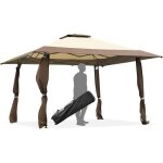 Goplus tonnelle de jardin pliante avec hauteurs r�glables pavillon ext�rieur avec double toit id�al pour ...