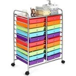 Goplus tour de rangement desserte � roulettes dont 2 avec freins chariot de rangement avec 20 tiroirspour ...