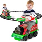 Goplus train porteur �lectrique enfants avec musique / lumi�retrain trotteur avec voies en ppavec stockage ...
