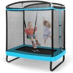 Goplus trampoline exterieur enfant 3 ans + avec balan�oireavec filet de s�curit�housse � ressortscadre ...