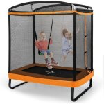 Goplus trampoline exterieur enfant 3 ans + avec balan�oireavec filet de s�curit�housse � ressortscadre ...