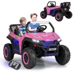 Goplus voiture �lectrique enfants 3 - 8 ans 2 portes avec t�l�commande 24g lumi�res et musique 12v quad ...