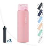 Gourde filtrante wessper activemax clarti glass sans bpa 680 ml - rose + 3x cartouche filtrante