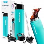 Gourde isotherme wessper activemax steeline - bouteille en acier - 3 bouchons - 700ml - turquoise
