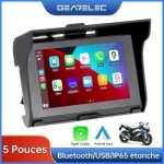 Gps moto gearelec 5 pouces tactile �cran avec carplay android auto bluetooth usb ip65 �tanche - noir