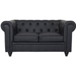 Canap� chesterfield 2 places - menzzo - noir - fixe - 80 cm - cuir - classique - intemporel