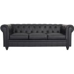 Grand canap 3 places chesterfield noir