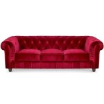 Grand canap� 3 places chesterfield velours rouge