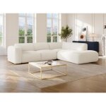 Grand canap� dangle droit avec dossier m�ridienne en tissu bouclette blanc pogni de maison c�phy