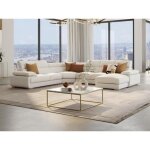Grand canap dangle droit panoramique en cuir blanc elevanto