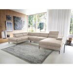 Grand canap� dangle droit panoramique convertible en velours beige sepina de pascal morabito