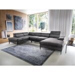 Grand canap dangle droit panoramique convertible en velours gris anthracite sepina de pascal morabito ...