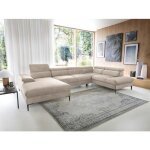 Grand canap dangle gauche panoramique convertible en velours beige sepina de pascal morabito