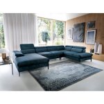 Grand canap dangle gauche panoramique convertible en velours bleu nuit sepina de pascal morabito