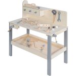 Grand �tabli en bois pour enfant - roba - avec kit doutils - grand plan de travail - �tag�re