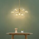 Grand lustre �l�gant dor� 9 boules transparentes - audrey