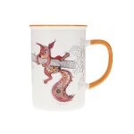 Grand mug avec des animaux - motif cureuil sur sa branche - matire porcelaine fine - contenance 360ml ...