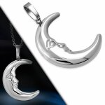 Grand pendentif en forme de croissant demi - lune en acier inoxydable