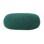 Grand pouf rond tress� en tricot - vert anglais - 70 x 23 cm