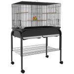 Grand cage oiseaux - pawhut - avec support et roulettes - pour cacatos perruche canaris perroquet - ...