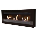 Trs grande chemine murale  lthanol en acier et verre tremp