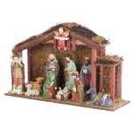 Crèche de noël - pearl - porcelaine - 11 figurines - led blanc chaud - 47x28x15 cm Crèche de noël - pearl - porcelaine - 11 figurines - led blanc chaud - 47x28x15 cm