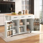Grande desserte - blanc 139x46(71)x915 cm - avec placage de marbre plan de travail rabattable portes ...