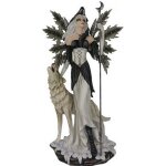 Grande statue de f�e avec un loup statuette g�ante en r�sine h. 60 cm