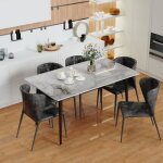 Grande table à manger 6 personnes marbre 120x70cm table de cuisine rectangulaire meuble pour salle à ... Grande table à manger 6 personnes marbre 120x70cm table de cuisine rectangulaire meuble pour salle à ...