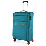 Grande valise tissu roulette 101770 turquoise