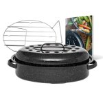 Graniteware cocotte roaster format moyen acier �maill� ovale 4l ultral�g�re grille en inox + livre de ...