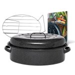 Graniteware - cocotte roaster grand format acier �maill� ovale 8l ultra - l�g�re grille en inox + livre ...